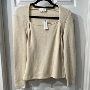 Anthropologie Cream Ribbed Square Neck Sweater NWT – Size M